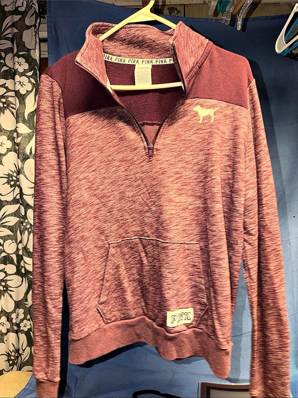 PINK Love Pink Quarter-Zip Pullover Quarter-Zip Pullover in Like New